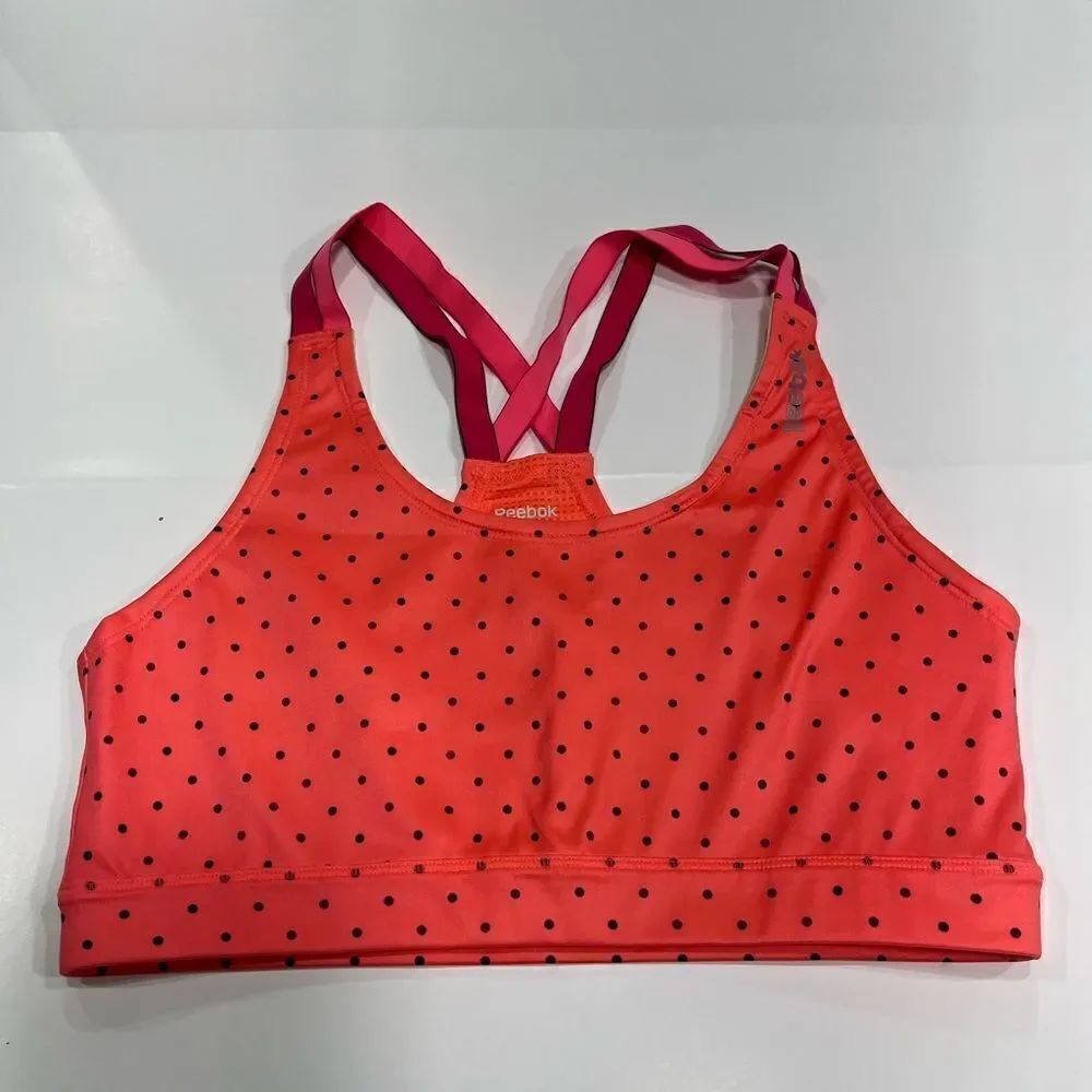 Reebok Z77952 Run Dot Racerback Seamless Sports Bra Punch Pink Size M